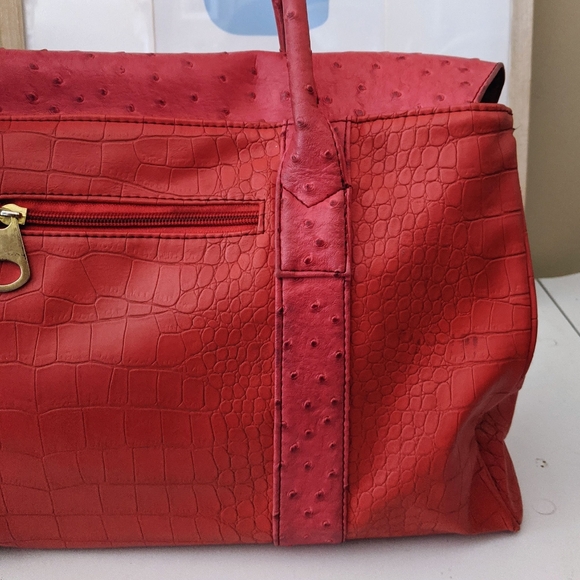 pink & orange faux crocodile faux leather handbag - Picture 11 of 14